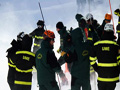 Los efectivos de la UME durante el ejercicio completando su instrucción
