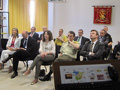 Los delegados del Gobierno en Aragón, Cataluña, La Rioja, Navarra y País Vasco, junto al general jefe de la UME y el director general de Protección Civil y Emergencias, durante la presentación de la Unidad.