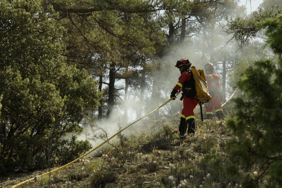 Imagen del incendio forestal de Corbal&aacute;n (Teruel)