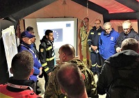 Proceso de coordinación durante el ejecicio, al que asisitió entre otras autoridades, el El Comisario europeo de Ayuda Humanitaria y Gestión de Crisis, Christos Stylianides