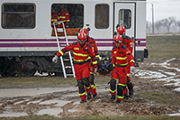 Un equipo del Primer Batallón ha simulado la intervención en un accidente de tren