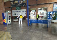 Desinfección en la Estación de Autobuses de Málaga