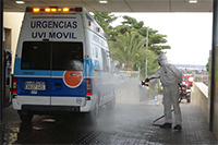 Desinfección en el hospital de Torrecardenas de Almeria
