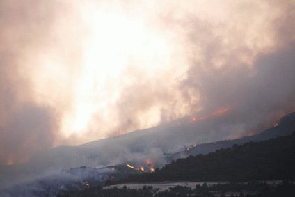 Incendio forestal en el t&eacute;rmino municipal de La Nucia (Alicante).