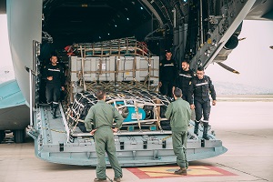 Llegada a zona de operaciones del equipo de la UME proveniente del Tercer Batallón de Intervención