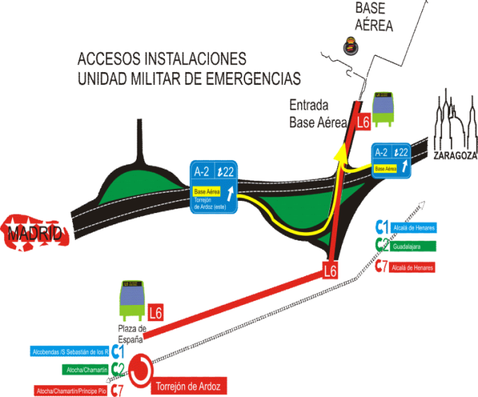 Acceso a la Base Aérea de Torrejón