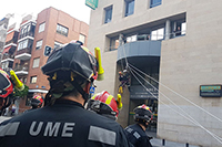 Simulacro de rescate de personas con discapacidad en la sede de la ONCE de Murcia