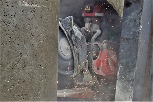 Ejercicios de corte en hormigón empleando herramienta específica