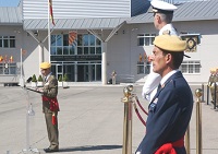 Momento en el que le gneral de división Miguel Alcañiz se dirige a los presentes en el acto presidido por el Jefe del Estado Mayor de la Defensa, almirante general Fernando García Sánchez
