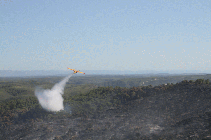Aviones apagafuegos del 43 grupo del Ejército del Aire en el incendio forestal de Mequinenza (Zaragoza)