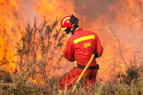 Lucha directa contra el fuego en A Peroxa (Ourense)