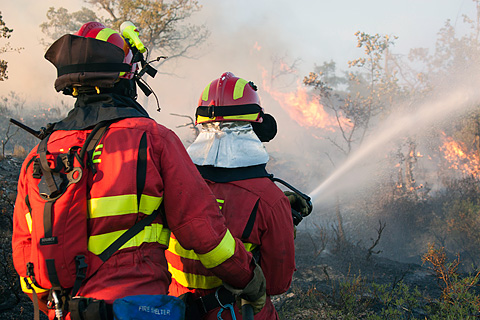 Efectivos del BIEM I en tareas de ataque directo al fuego en el incendio de Tortuero.