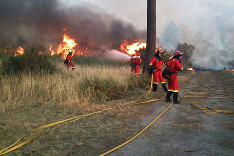 Ataque directo contra el fuego en Cudeiro