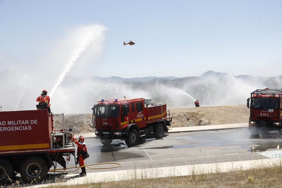 En el ejercicio se realiz&oacute; un simulacro conjunto de lucha contra incendios forestales