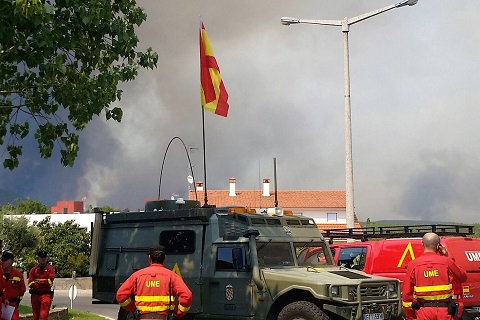 Tras su llegada a la zona de actuaci&oacute;n y tras contactar con las autoridades portuguesas en la localidad de Ma&ccedil;ao, se estableci&oacute; el puesto de mando de la agrupaci&oacute;n de la UME