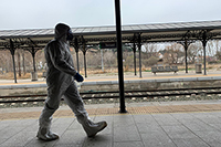 Desinfección en la estación de trenes