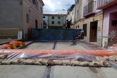 Los trabajos en Novilla se centran en la contenci&oacute;n de la crecida del r&iacute;o Ebro mediante los equipos de TIGER DAM y HESCO BASTION.