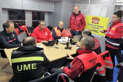 En el Edificio Pignatelli se ha habilitado especialmente para este ejercicio una sala espejo al Centro de Emergencias 112 SOS Arag&oacute;n