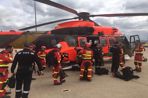 Un helic&oacute;ptero del BHELEME traslad&oacute; a&ntilde; equipo USAR del BIEM II tras la declaraci&oacute;n del nivel 2 y activaci&oacute;n de la UME