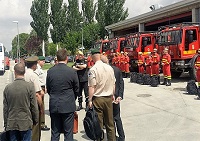 El general estonio pudo conocer la composición y capacidades de un elemento de 1ª Intervención de la UME en configuración de Lucha Contra Incendios Forestales.