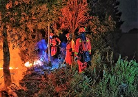 Durante las esuelas prácticas de la Unidad Aero Movil, se llevaron a cabo quemas controladas durante el arco nocturno